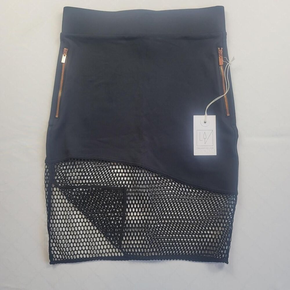 Lime & Vine Black Mini Mesh Skirt Bodycon Gothcore Cyberpunk Women's S NWT
